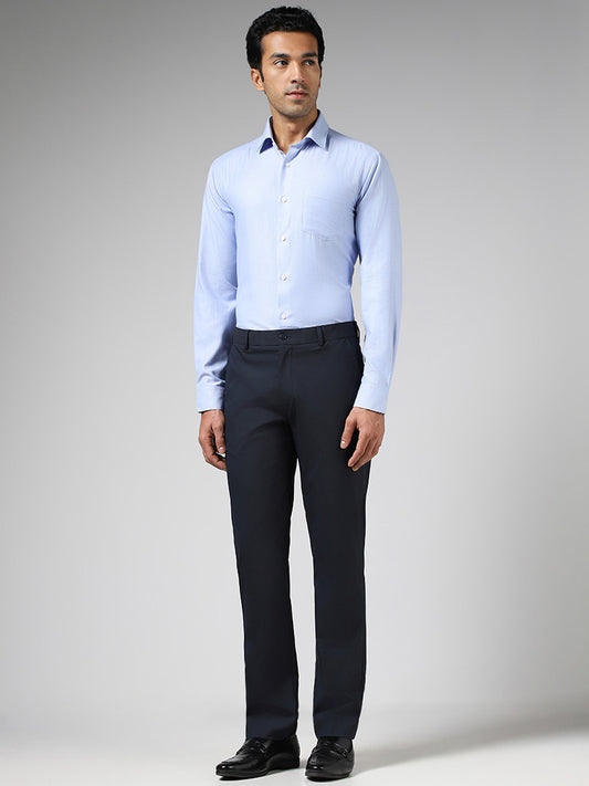 WES Formals Blue Relaxed-Fit Shirt