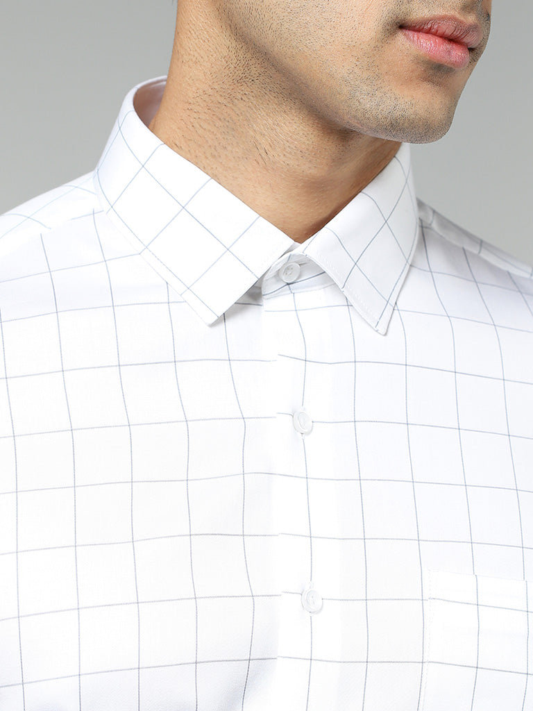 WES Formals White Graph Checked Slim Fit Shirt