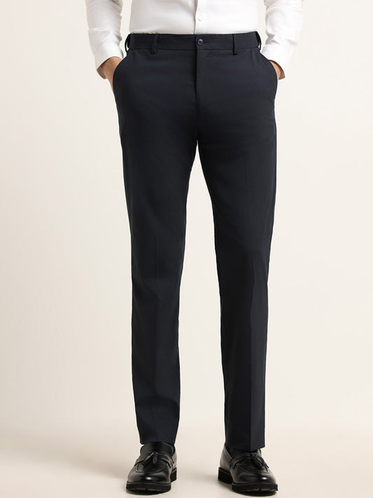WES Formals Navy Slim Fit Trousers