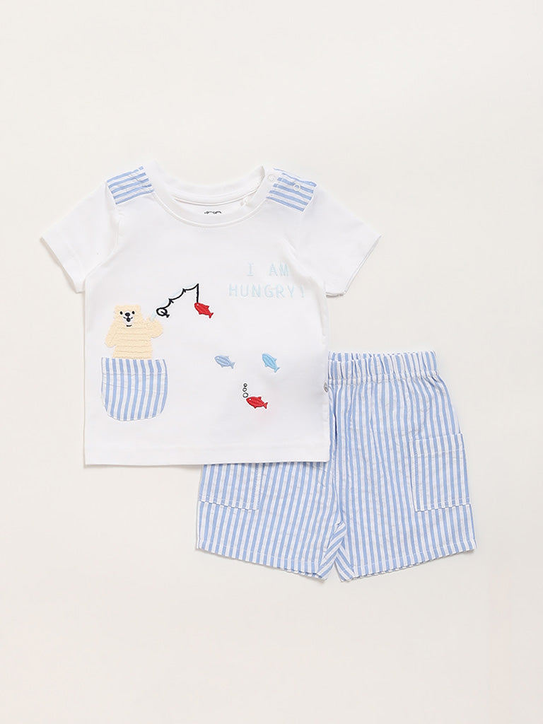 HOP Baby White T-Shirt with Shorts