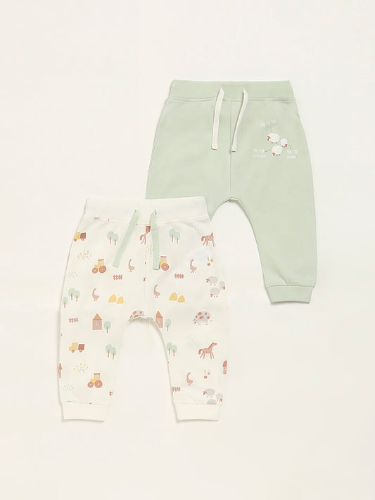 HOP Baby Multicolor Printed Joggers - Pack of 2