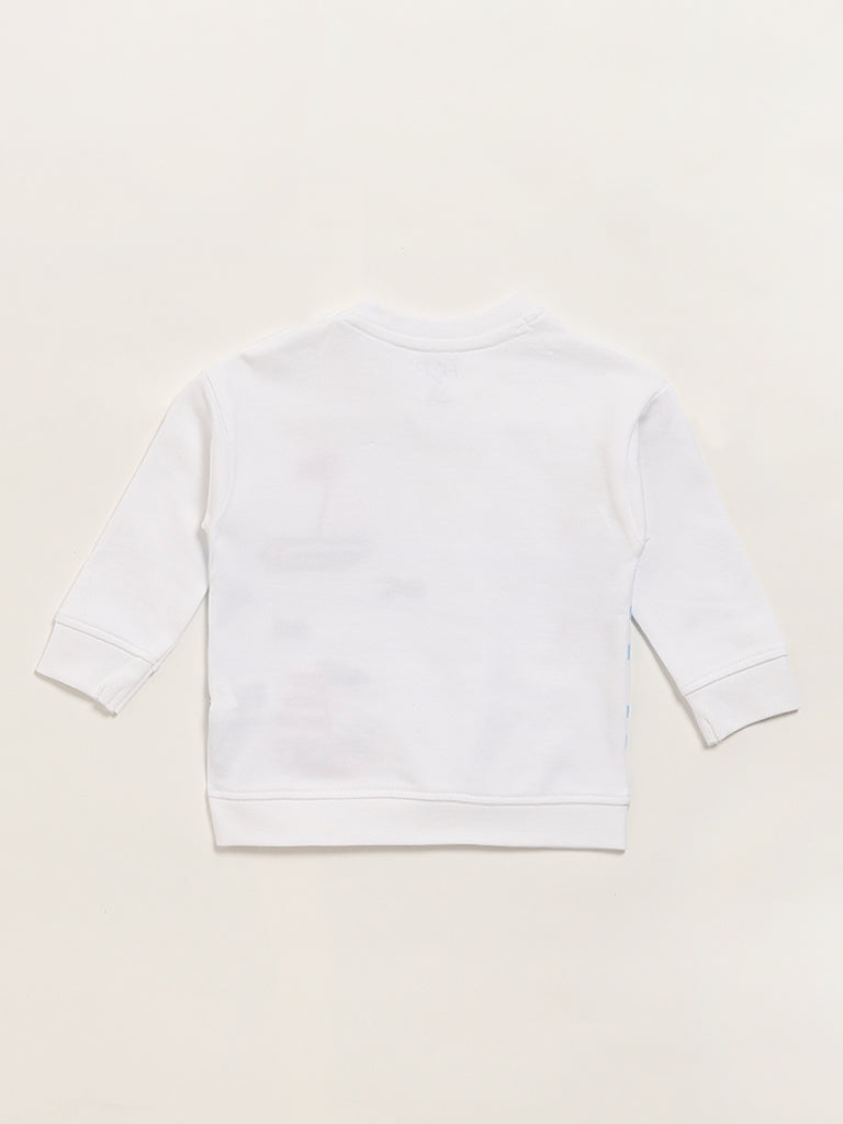 HOP Baby White Embroidered Sweatshirt