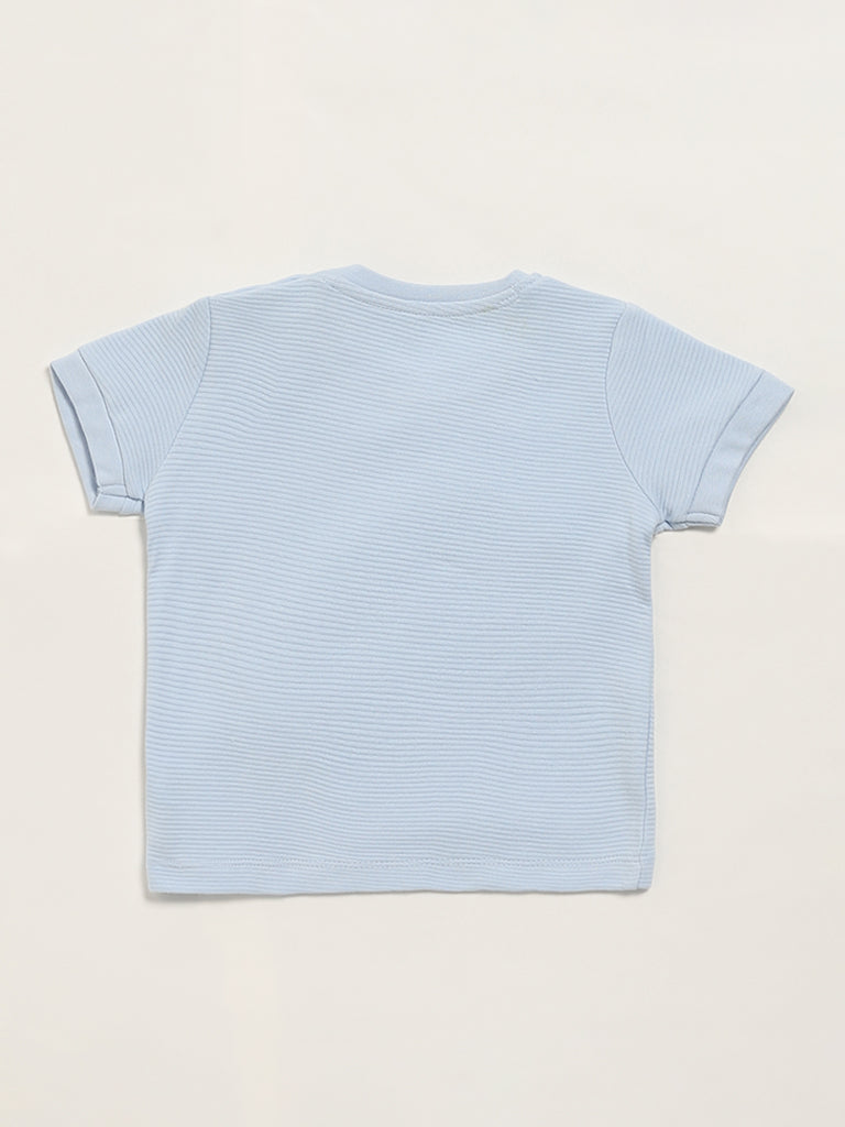 HOP Baby Blue Self-Patterned T-Shirt