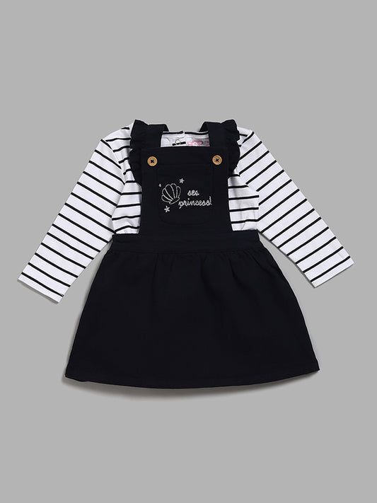 HOP Baby Striped T-Shirt with Navy Dungaree