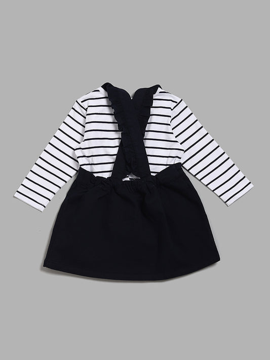 HOP Baby Striped T-Shirt with Navy Dungaree