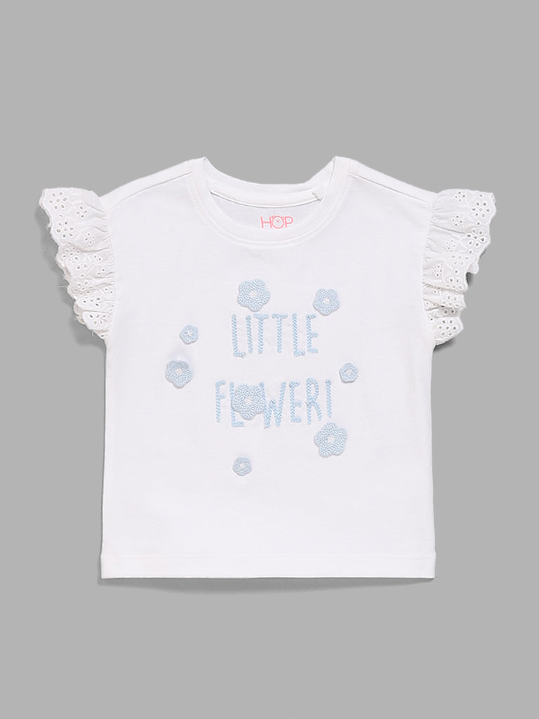 HOP Baby White Embroidered T-Shirt