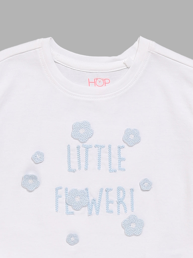 HOP Baby White Embroidered T-Shirt