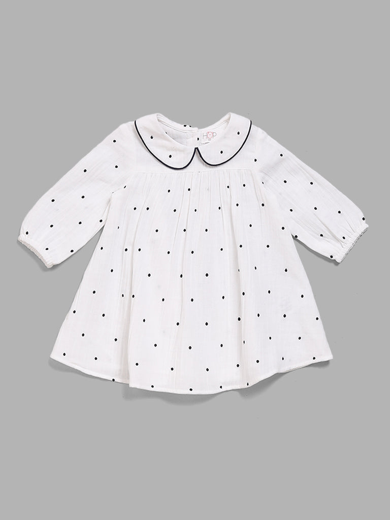 HOP Baby White Polka-Dotted Dress