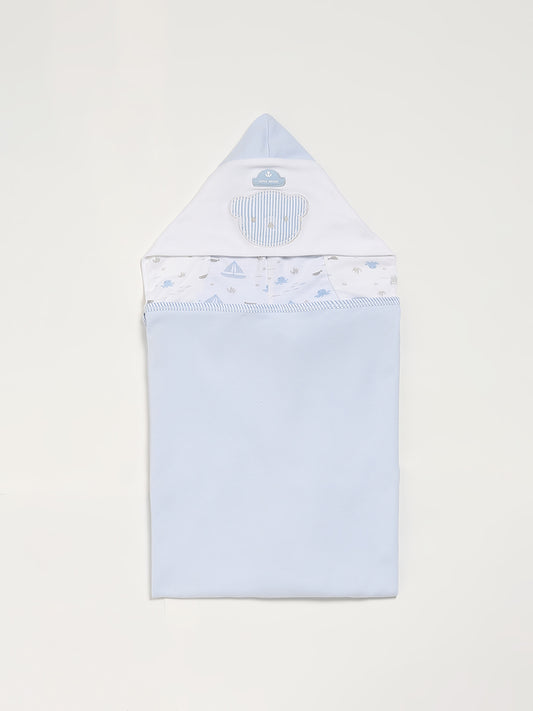 HOP Baby Bear Print Blue Blanket