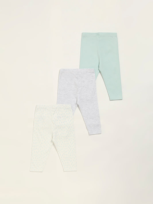 HOP Baby Blue Printed Pants - Pack of 3