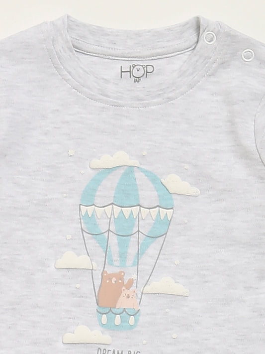 HOP Baby Blue Bear Printed T-Shirt- Pack of 3