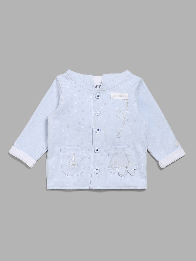 HOP Baby Blue Embroidered Cardigan