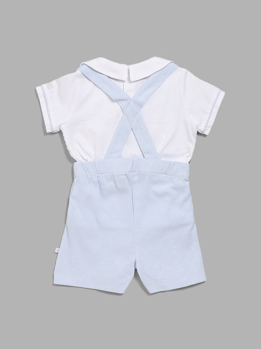 HOP Baby Blue Embroidered T-Shirt & Shorts Set
