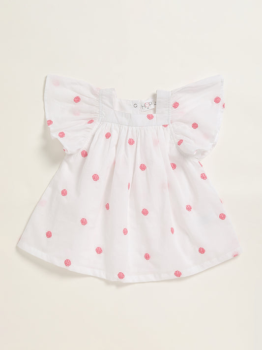 HOP Baby White Printed A-Line Dress