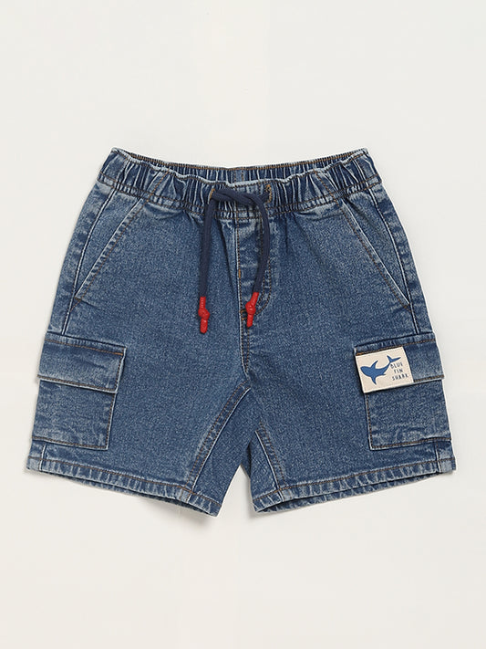 HOP Kids Blue Denim Cargo Shorts