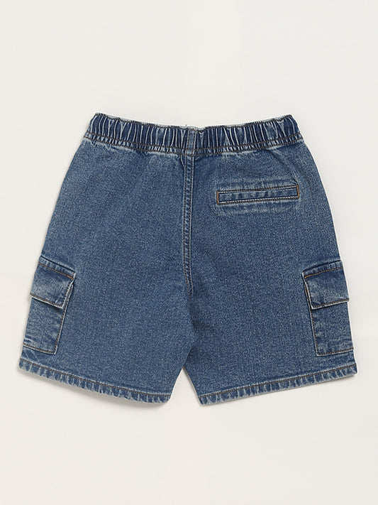 HOP Kids Blue Denim Cargo Shorts