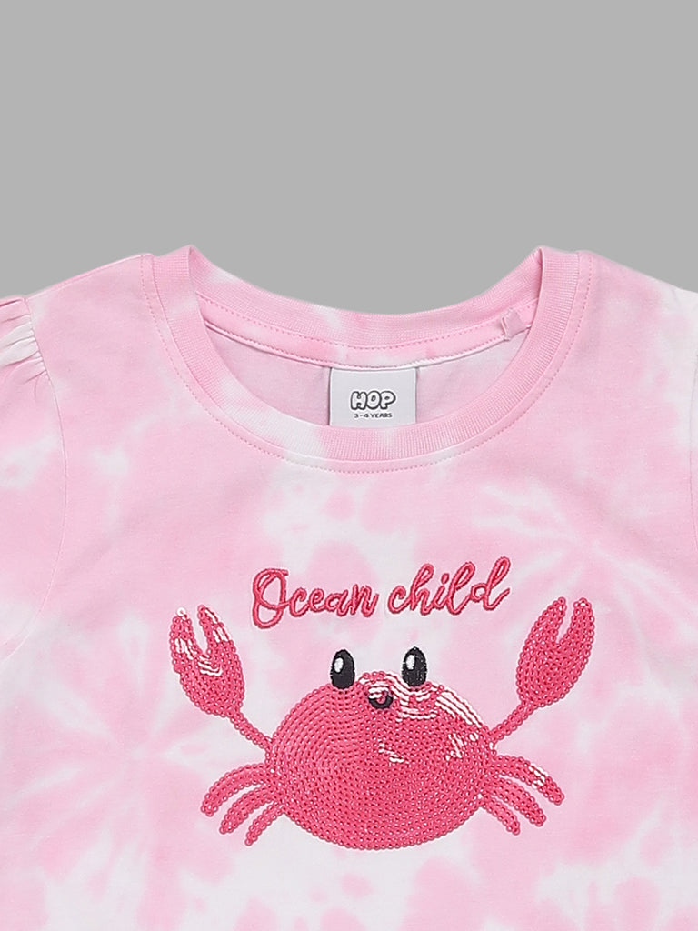 HOP Kids Tie & Dye Pink & White T-Shirt