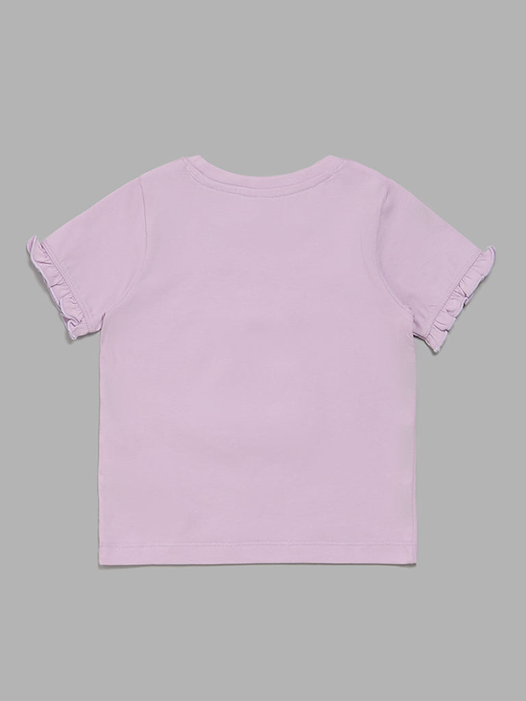 HOP Kids Fish-Tail Embellished Lilac T-Shirt