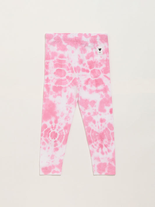 HOP Kids Pink & White Giraffe Print Leggings