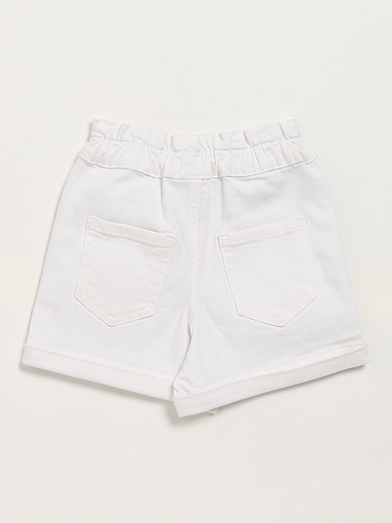 HOP Kids White Denim Shorts