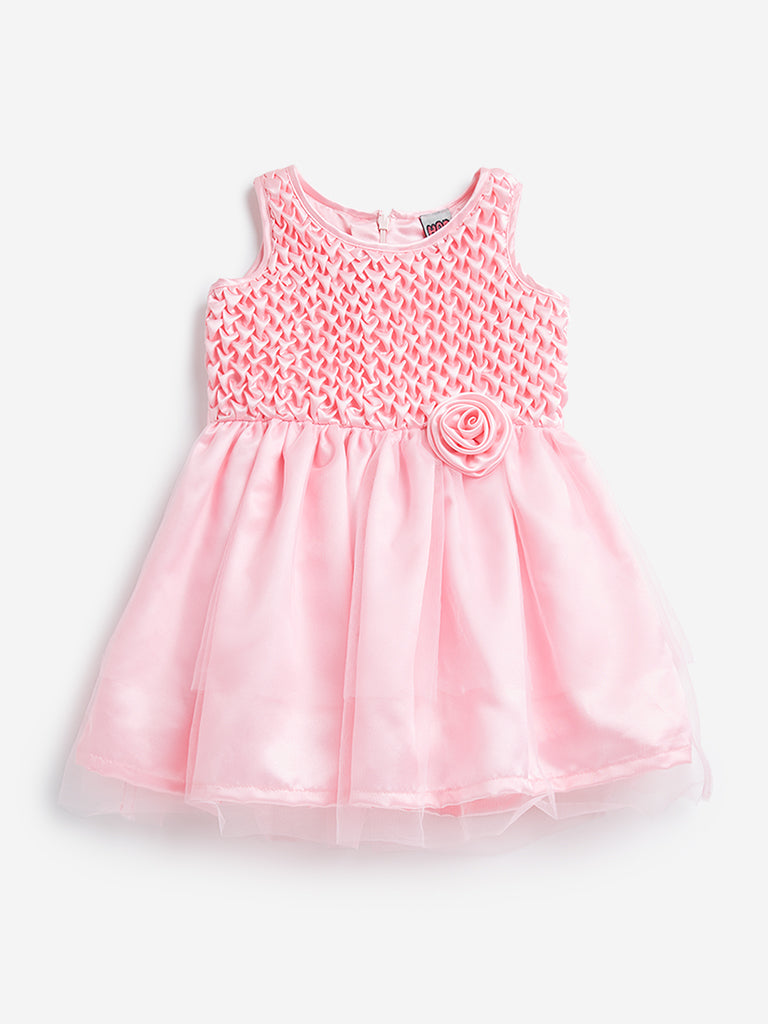 HOP Kids Pink Rose Applique Party Dress