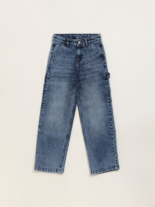 Y&F Kids Blue Cargo Denim Jeans