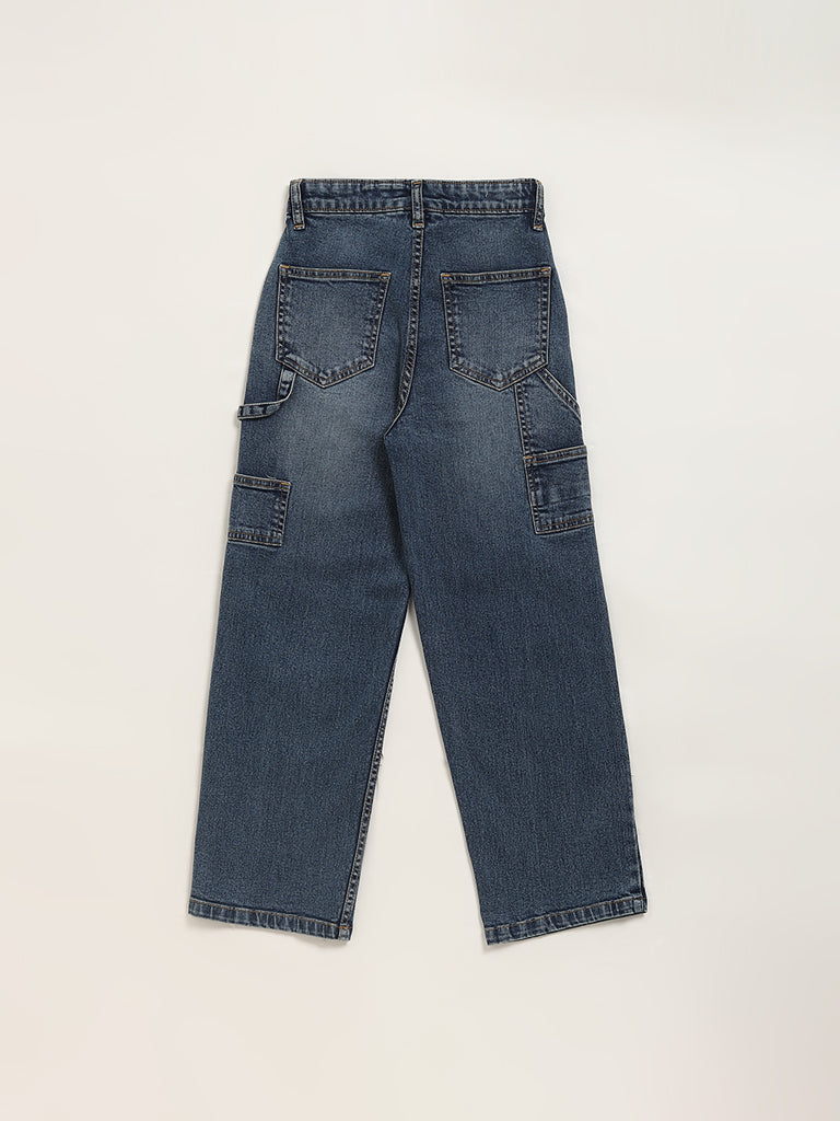 Y&F Kids Blue Cargo Denim Jeans