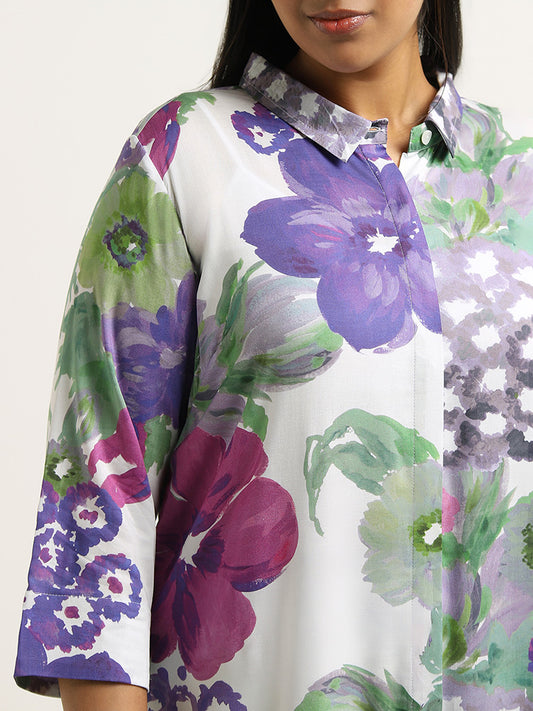 Diza Lilac Floral Printed Tunic