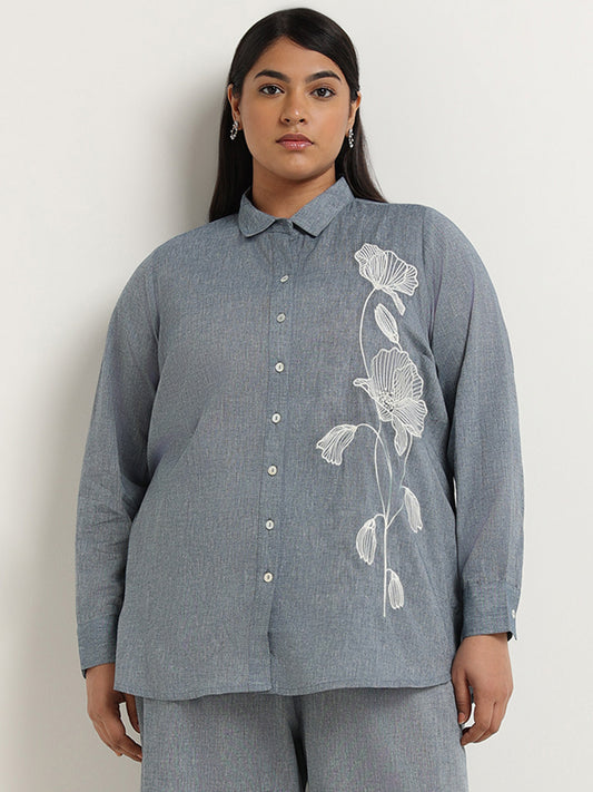 Diza Grey Embroidered Shirt