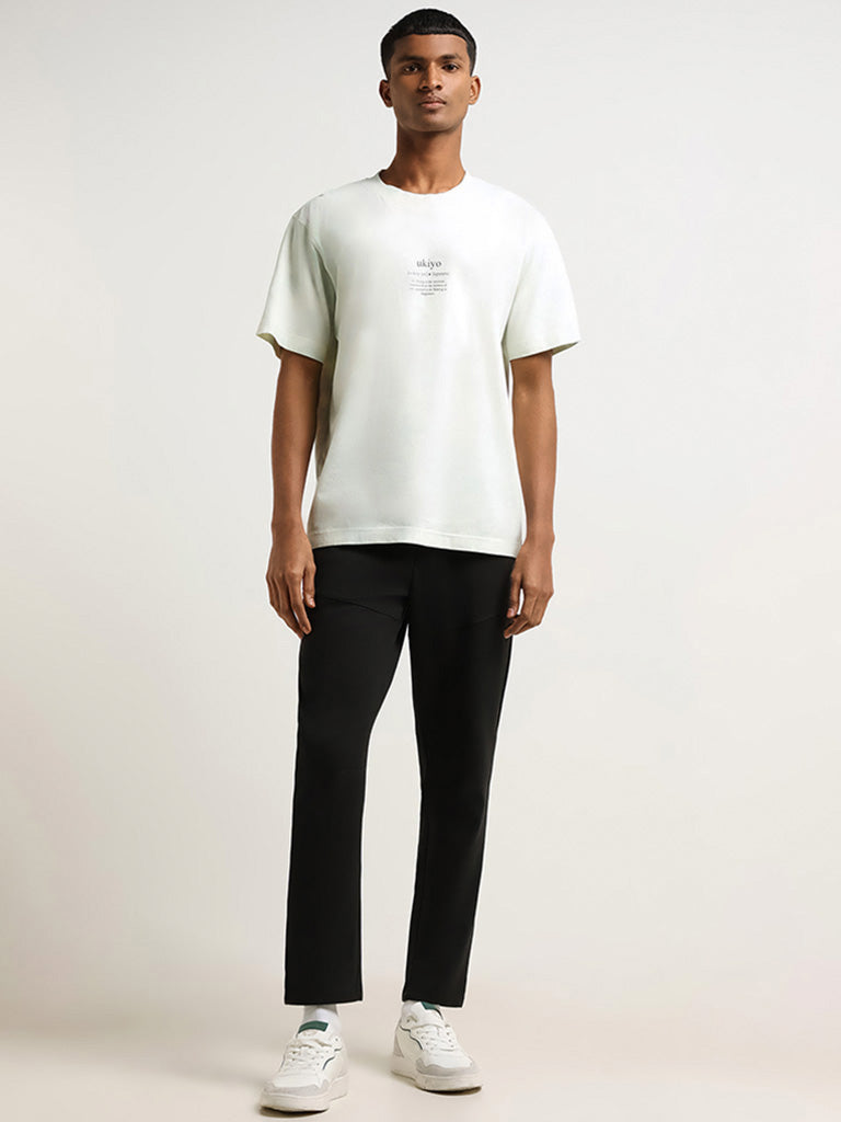 Studiofit Off White Printed Relaxed Fit T-Shirt