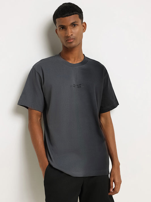 Studiofit Grey Printed Relaxed Fit T-Shirt
