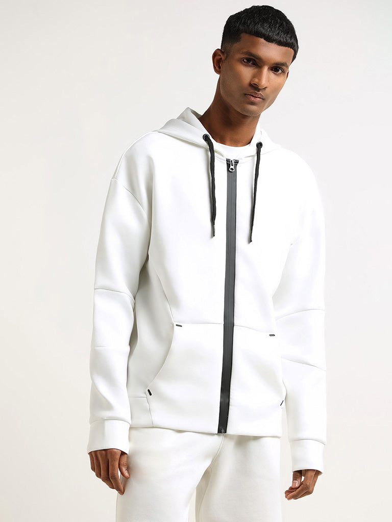 Studiofit Off White Relaxed Fit Hoodie Jacket