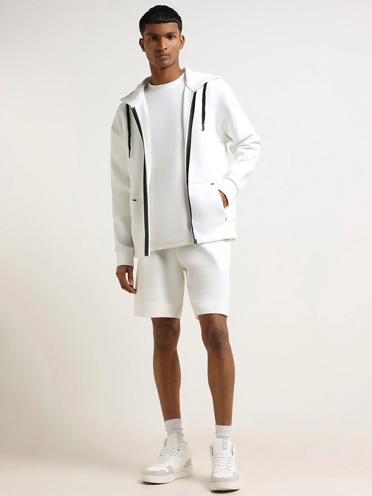 Studiofit Off White Relaxed Fit Hoodie Jacket