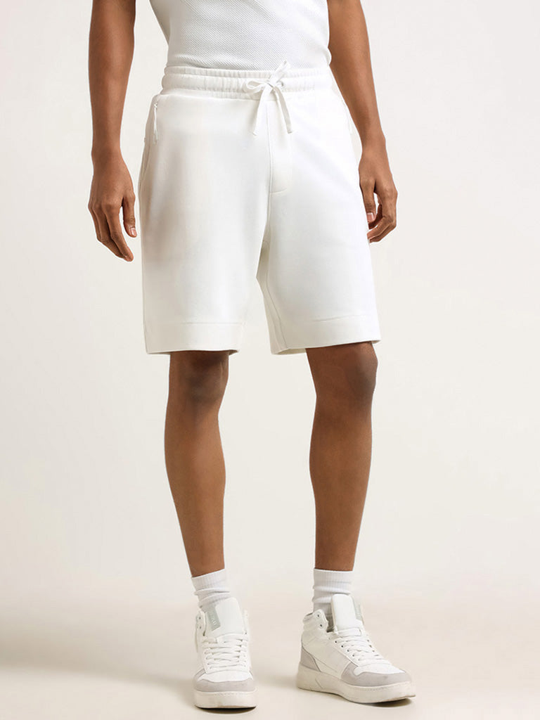 Studiofit Off White Relaxed Fit Shorts