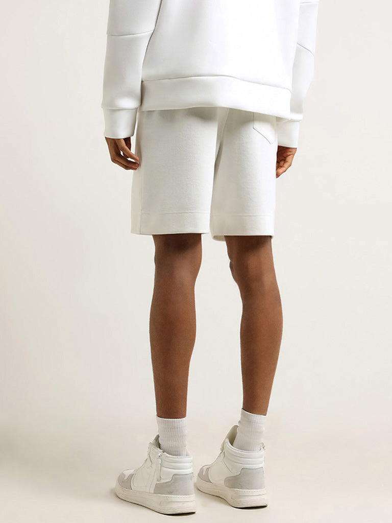 Studiofit Off White Relaxed Fit Shorts