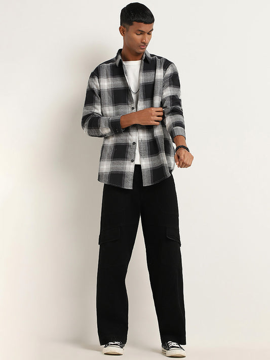 Nuon Black Checked Relaxed Fit Shirt