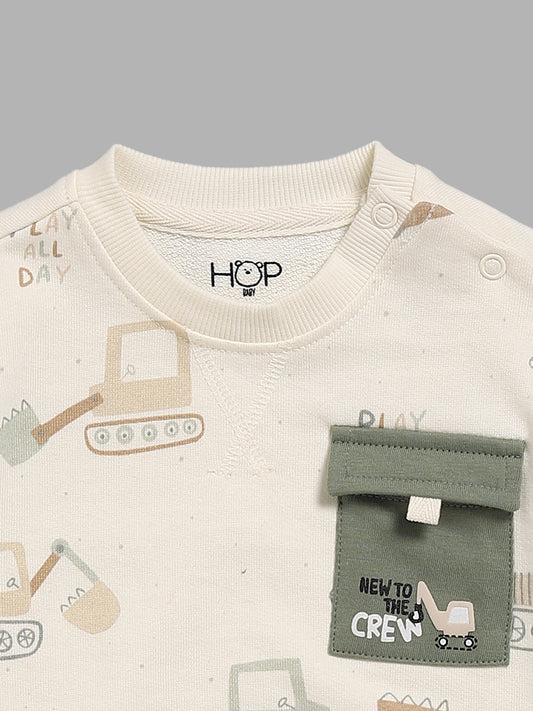 HOP Baby Light Beige Printed Sweatshirt