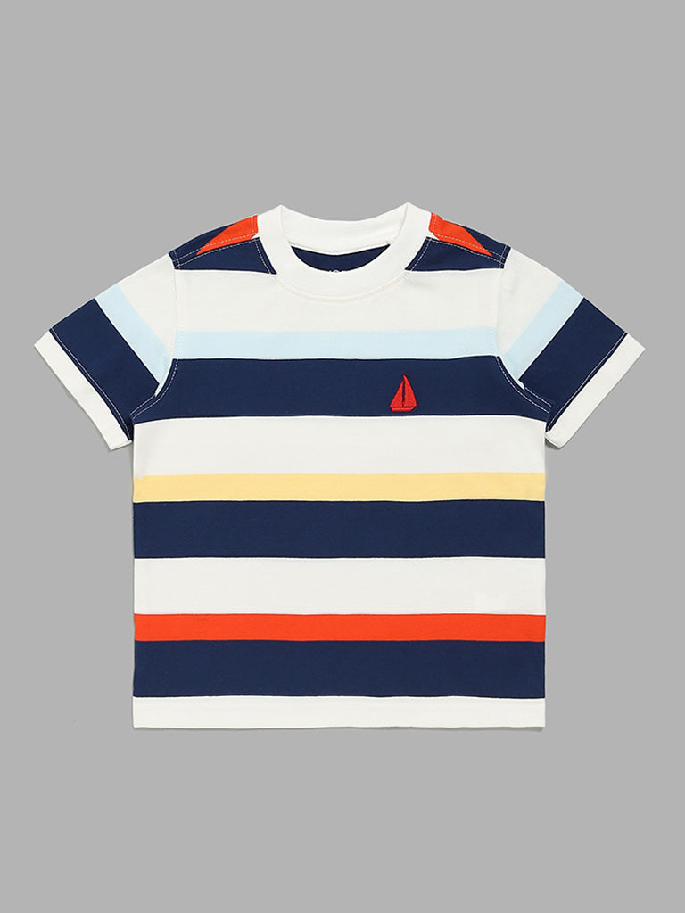 HOP Kids Blue Striped T-Shirt