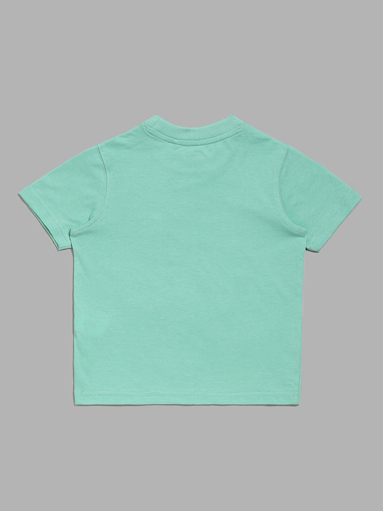 HOP Kids Sea Animal Printed Green T-Shirt