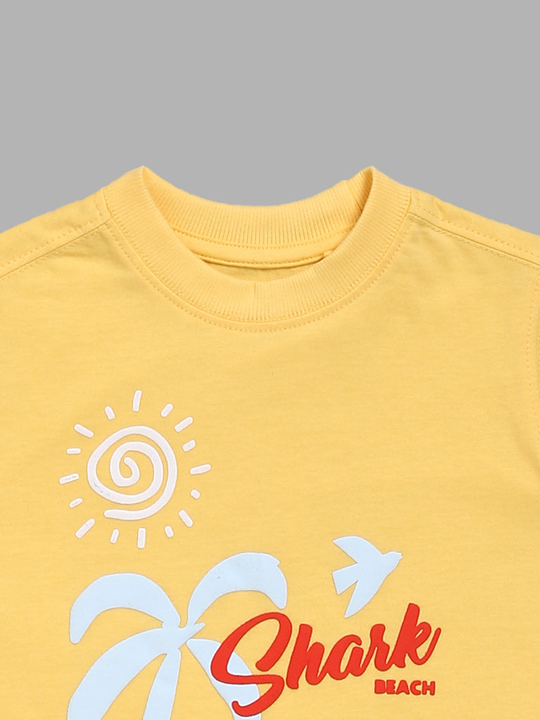HOP Kids Typography Printed Yellow T-Shirt