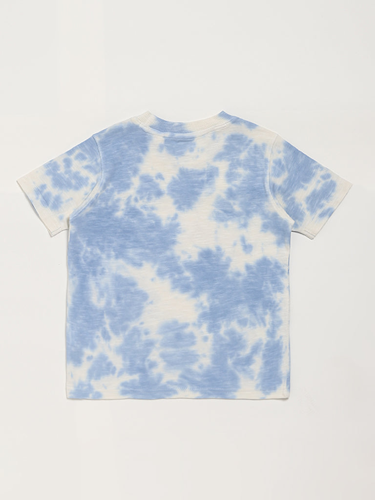 HOP Kids Tie-Dye Blue Printed T-Shirt