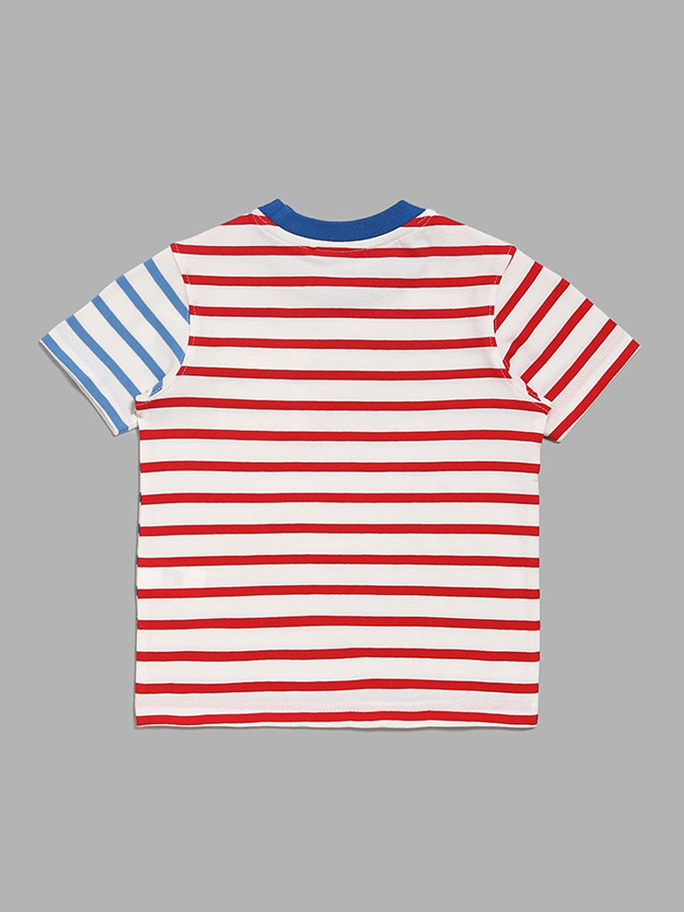 HOP Kids Blue & Red Striped T-Shirt
