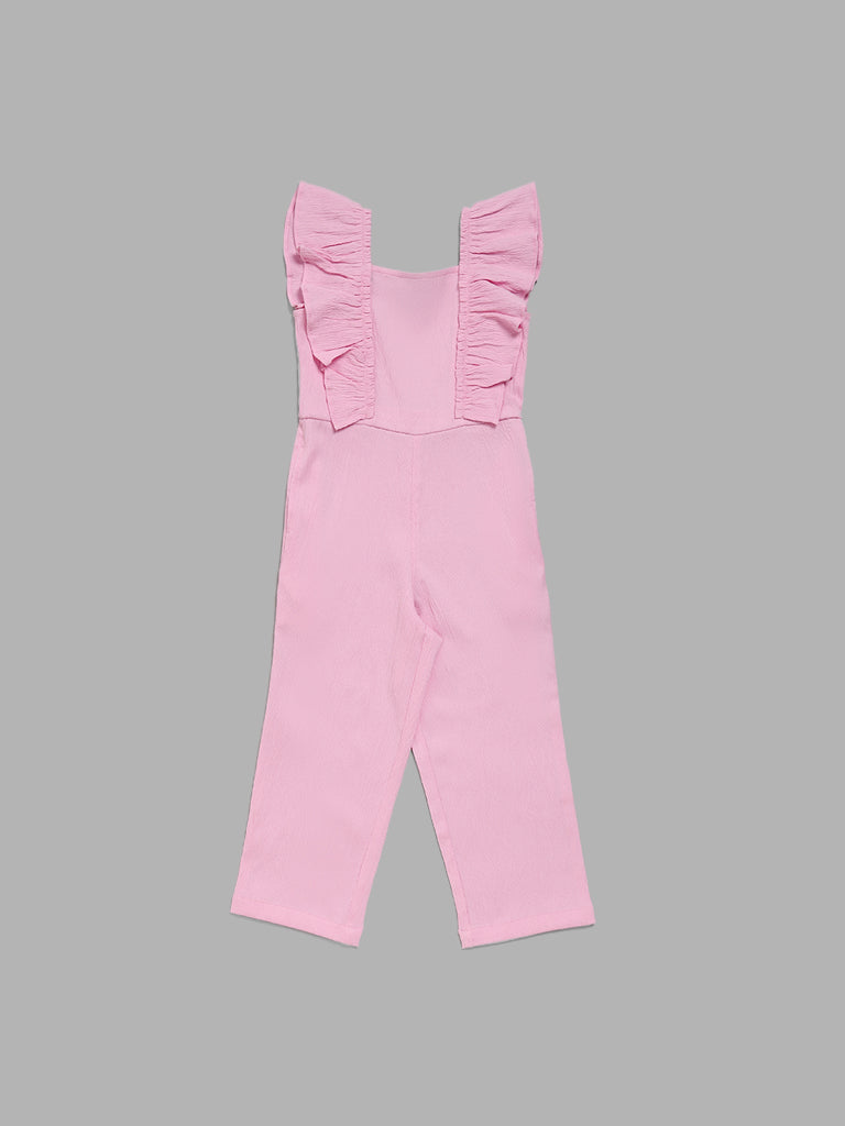 HOP Kids Pink Ruffled Jumpsuit