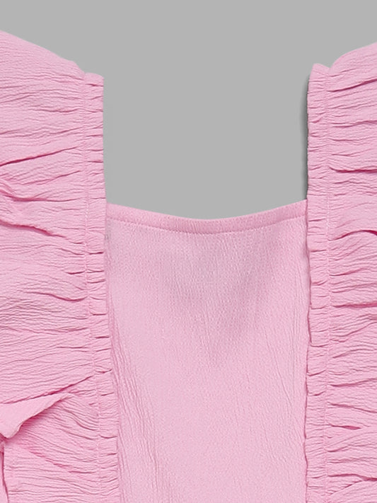 HOP Kids Pink Ruffled Jumpsuit