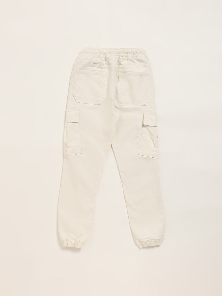 Y&F Kids Off White Cargo Joggers