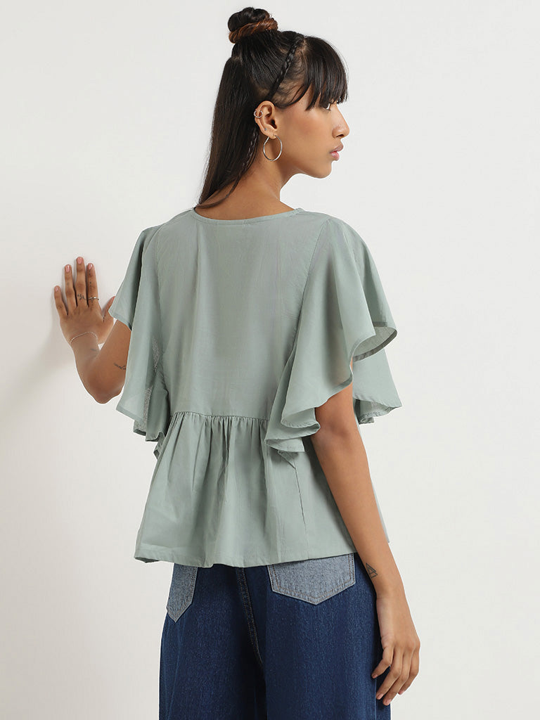 Bombay Paisley Pastel Green Embroidered Top