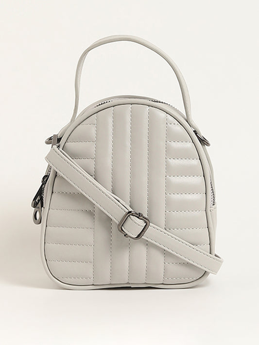 LOV Grey Quilted Mini Backpack