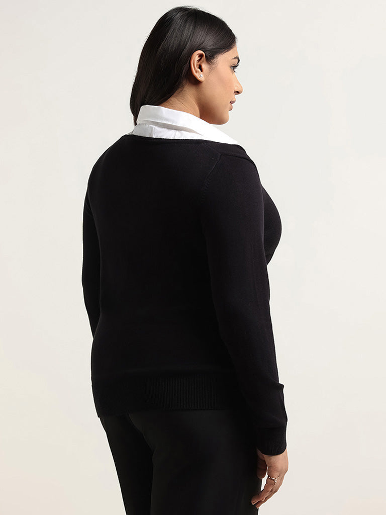 Gia Black Ribbed Sweater