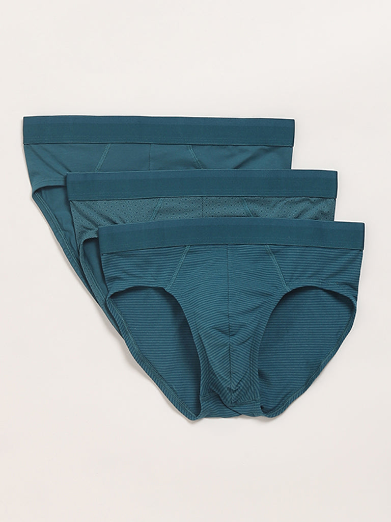 WES Lounge Teal Plain Briefs - Pack of 3