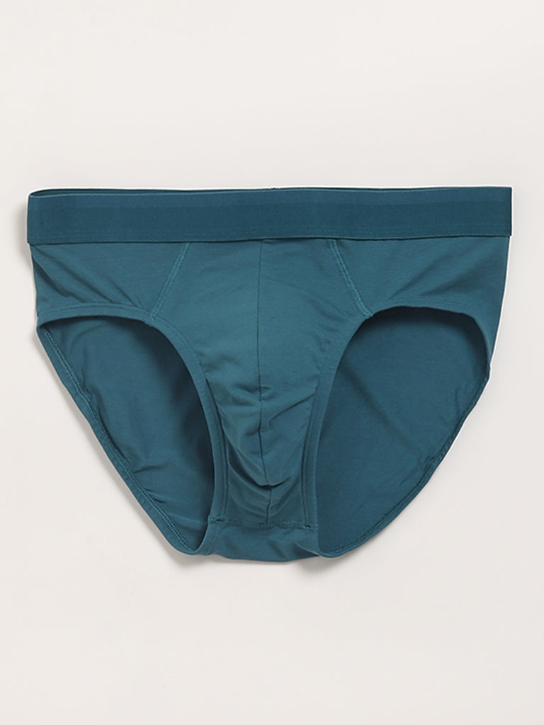 WES Lounge Teal Plain Cotton Briefs - Pack of 3